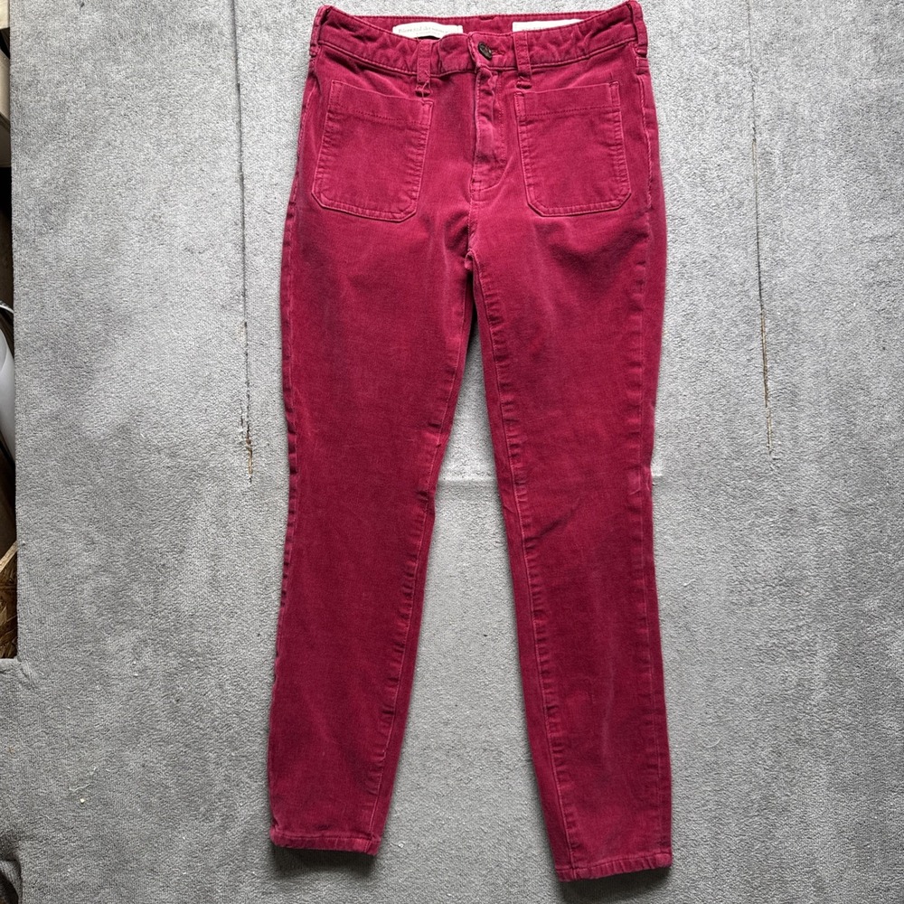 Red Corduroy High Rise Pants‎ Women's 26 Straight Leg Retro Pilcro Anthropologie